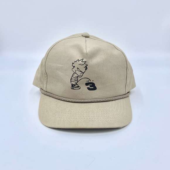 Vintage 90s Calvin Peeing on #3 Dale Earnhardt Tan SnapBack Trucker Hat Adult OS - Picture 3 of 14